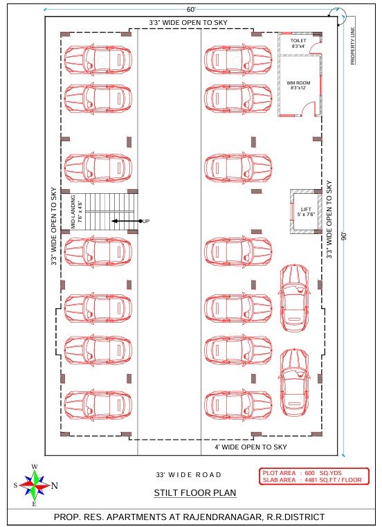 Stilt floor plan showing parking layout